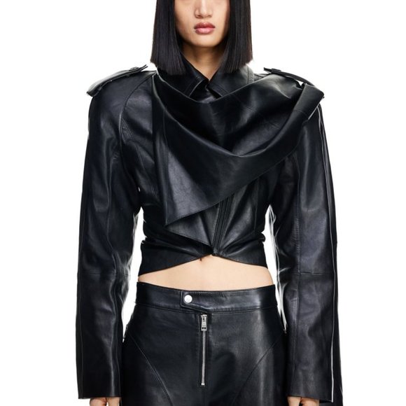Mugler Jackets & Blazers - NWT H&M x Mugler Leather Jacket with Scarf
